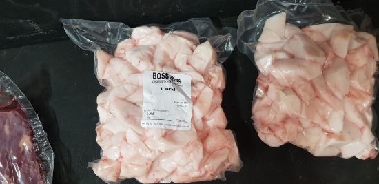 Picture of PORK LARD/FAT Diced/Pieces - Ethical, Organic, Pasture-raised / 500g (approx. size)